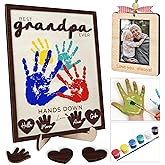 10" Hands Down Best Grandpa Ever DIY Handprint Kids Frame with Paints, Car Picture Holder, Photo Ornament, Fridge Magnet, Art Craft Family Keepsake Birthday Father's Day Gift for Pops, Papa HF610