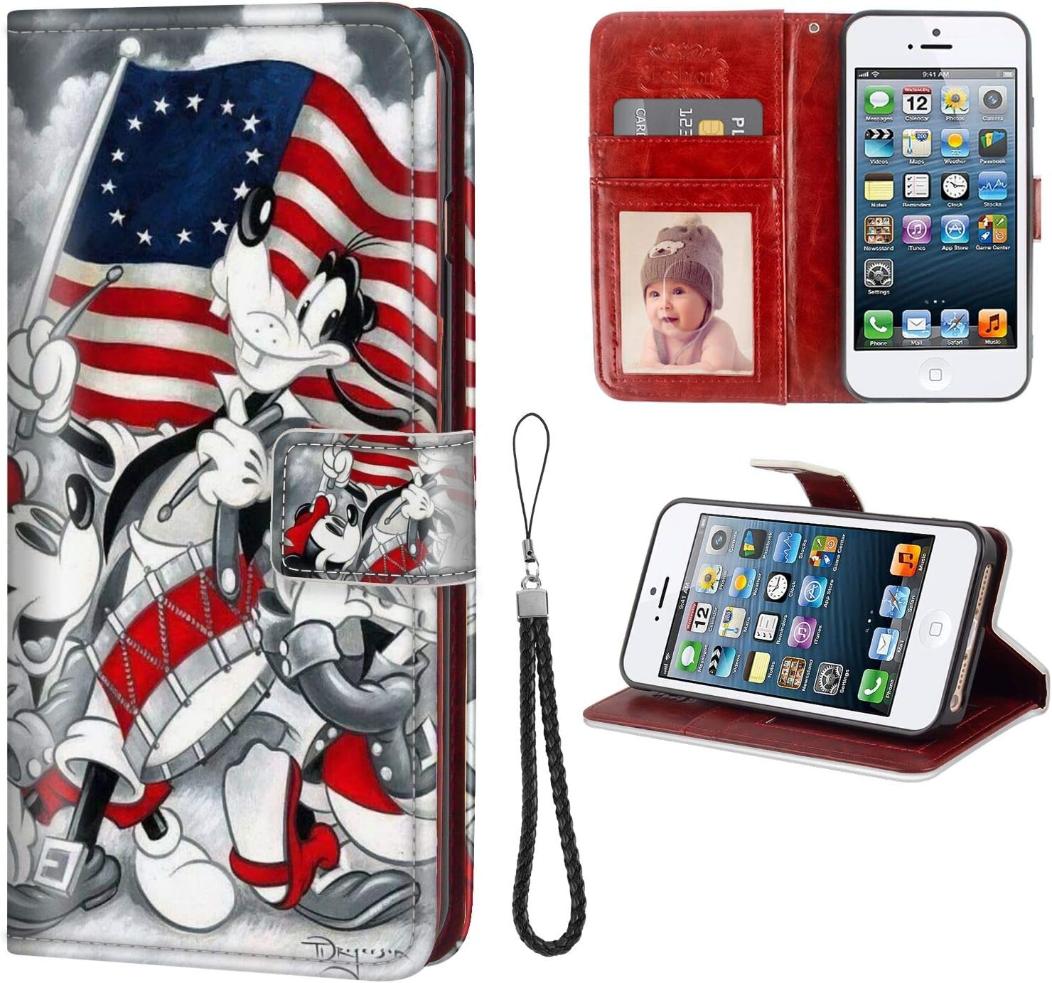 DISNEY COLLECTION Wallet Phone Case iPhone 5/5S/SE American