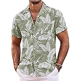 COOFANDY Mens Hawaiian Shirt Short Sleeve Floral Button Down Shirts Tropical Summer Beach Shirts Camp Collar Shirt