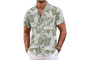 COOFANDY Mens Hawaiian Shirt Short Sleeve Floral Button Down Shirts Tropical Summer Beach Shirts Camp Collar Shirt