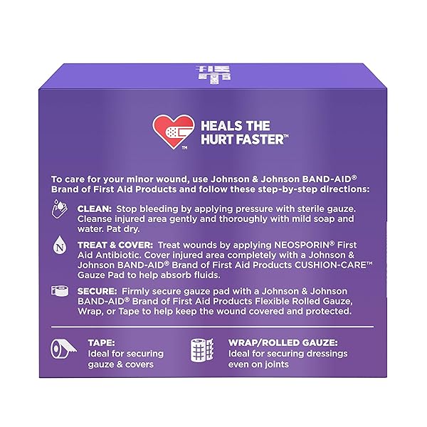 BAND-AID BRAND CUSHION CARE STERILE GAUZE PADS FOR PROTECTION OF MINOR CUT, SCRAPES & BURNS, ABSORBENT & NON-ADHESIVE FIRST AID WOUND CARE DRESSING PADS, SMALL SIZE, 2 IN X 2 IN, 25 CT