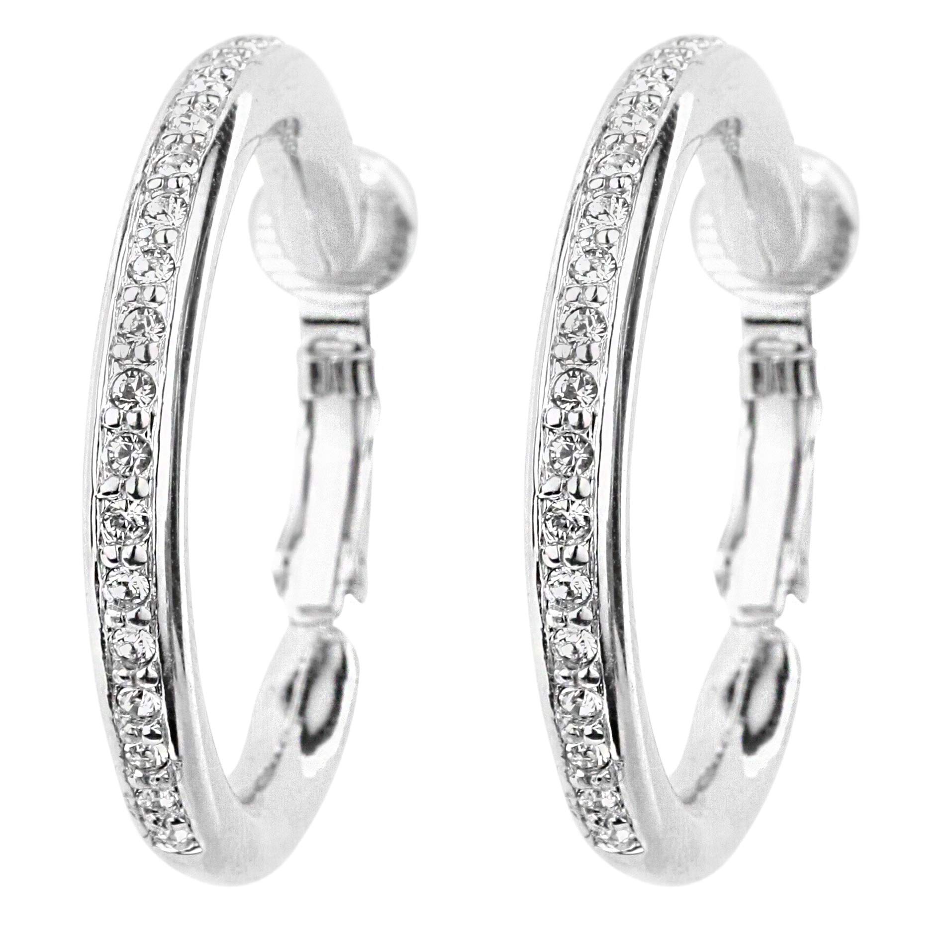 Traveller 155836 Hoop Earrings Platinum-Plated with Crystals