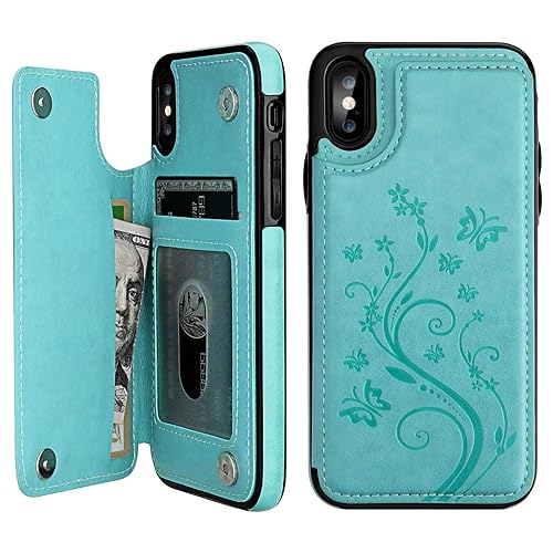 Vaburs iPhone X Case Wallet with Card Holder, iPhone Xs Embossed