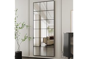 Suidia Full Length Mirror, Rectangular Floor Mirror, 23" x 65" Wall Mirror Window Decorative Mirrors, Wall Decor Mirror Black Wall-Mounted Mirrors for Bedroom, Living Room, Entryway, No Stand