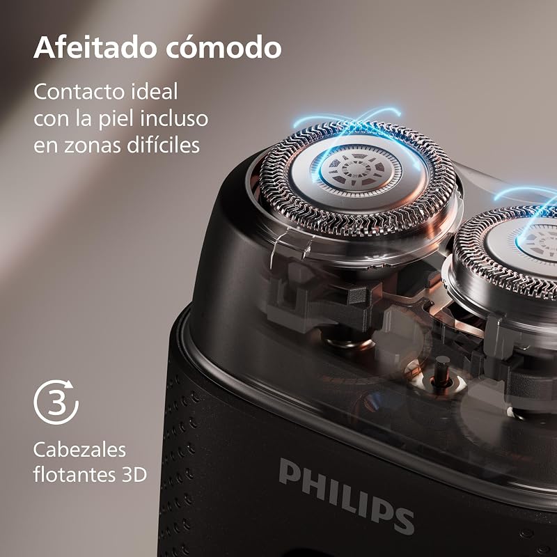 Serie 500 Afeitadora eléctrica compacta, sistema Levanta y Corta, cuchillas SteelPrecision, cabezales flotantes 3D, afeitado en seco y húmedo, funda y bloqueo de viaje, tapa magnética, S595/05