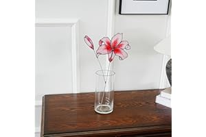 AITONGXIAO Pink Lily Stained Glass Flower,Faux Glass Lily Flower,Pink Lily Art,Stained Glass Flower, Flower Gift for mom (Pink Style A)