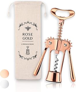 Unibloom Edler Korkenzieher in Roségold mit Leinenbeutel - Hochqualitativer Weinöffner in modernem Design - Flaschenöffner für Wein, Prosecco & Bier - Besondere Geschenkidee - Wein Geschenk