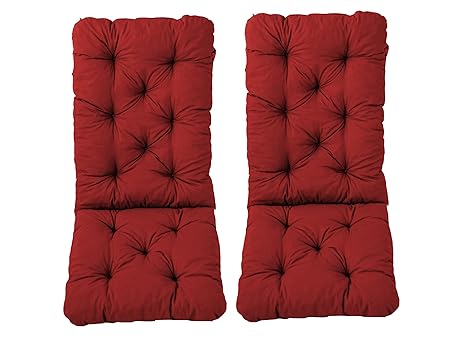 Ambientehome 2er Set Hochlehner Auflage Kissen Hanko Maxi, rot, ca 120 x 50 x 8 cm, Rückenteil ca 70 cm, Polsterauflage
