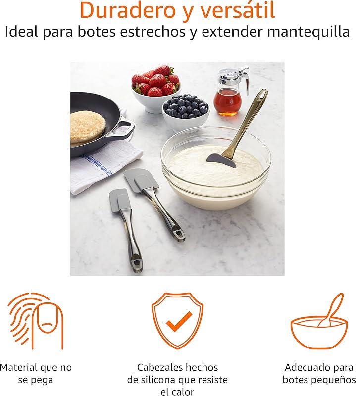 Espátulas retangulares de silicone, conjunto de 3 unidades, pequena, média, grande, cinzenta — foto 2 de 8