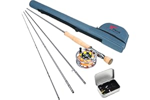 8 FANS 8Fans Portable Fly Fishing Rod and Reel Combo - 4-Section Fly Rod and CNC-machined Aluminum Alloy Reel - Complete Starter Package
