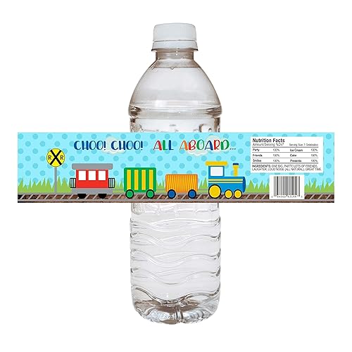 Amazon Com Train Party Water Bottle Labels Kids Birthday And Baby