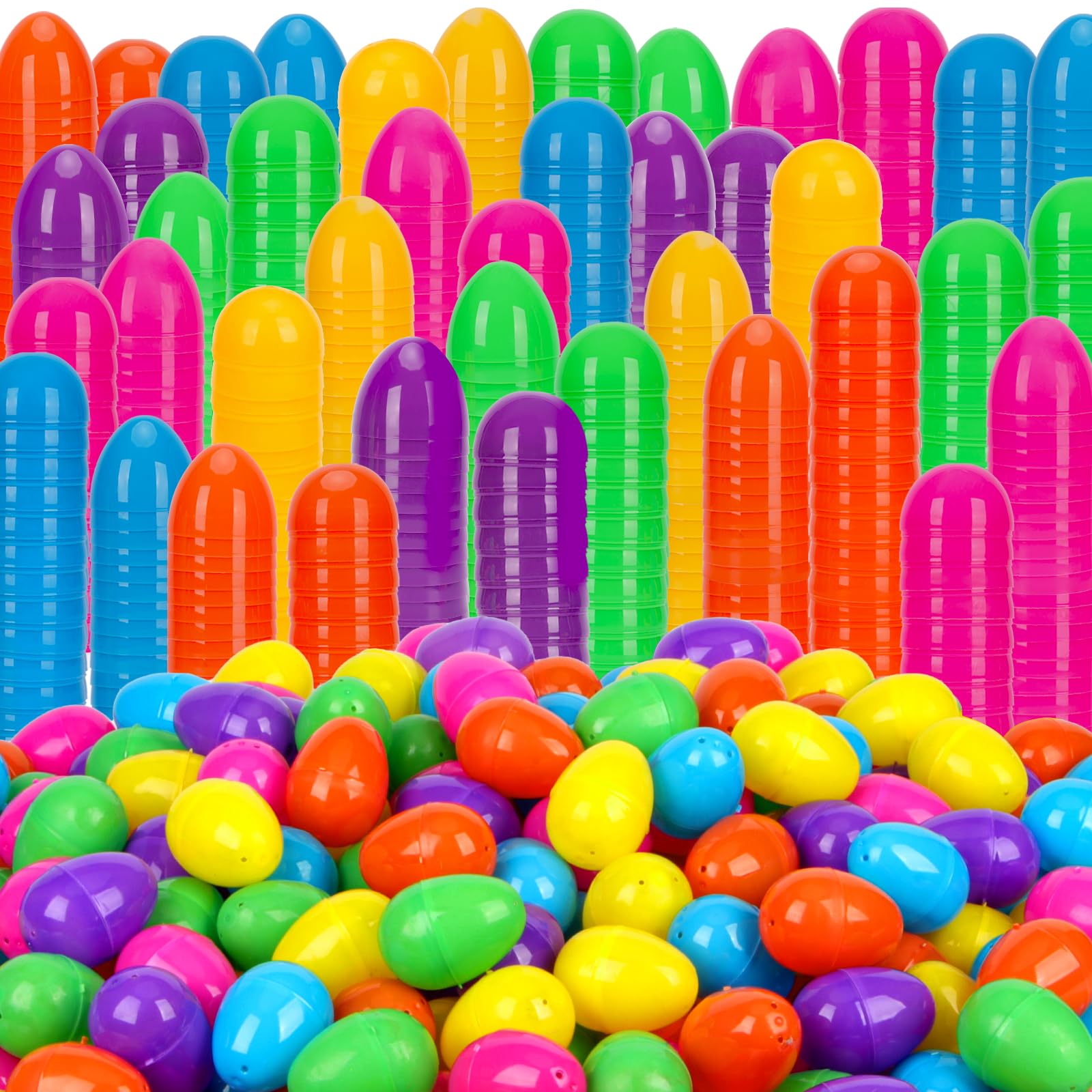 YEAHBEER 2000 Pcs Easter Eggs, 2.36" Assorted Bright Colors Plastic Easter Eggs for Easter Hunt, Basket Stuffers Fillers, Easter Themed Decorations, Theme Party Favor, Classroom Prize Supplies Image