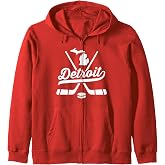Vintage Detroit Ice Hockey Sticks Sports Team Fan Gift Zip Hoodie