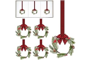 Lyrow 8 Pcs 8" Mini Christmas Kitchen Cabinet Wreaths with Ribbon Bow Artificial Leaves Berries Hanging Wreaths for Christmas Home Front Door Window Decorations(Holiday Style)