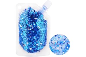 MEICOLY Navy Blue Face Body Glitter,4th of July Face Glitter Accessories,Mermaid Sequins Chunky Glitter Face Paint for Face/Body/Hair/Eye/Lip,Sparkly Body Glitter for Women and Kids