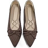 Ablanczoom Ballet Flats Shoes for Women: Dressy Pointed Toe Bow Knit Flats Comfortable Slip On Work Business Casual Shoes