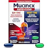 Mucinex Rapid Clear Maximum Strength Day & Night Cold and Flu Medicine for Adults, Over-The-Counter Medication for Headache Relief, Mucus Congestion, & Cough, Rapid Release Liquid Gels, 24 Count