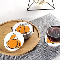 Fall Drink Absorbent Coasters with Holder Set of