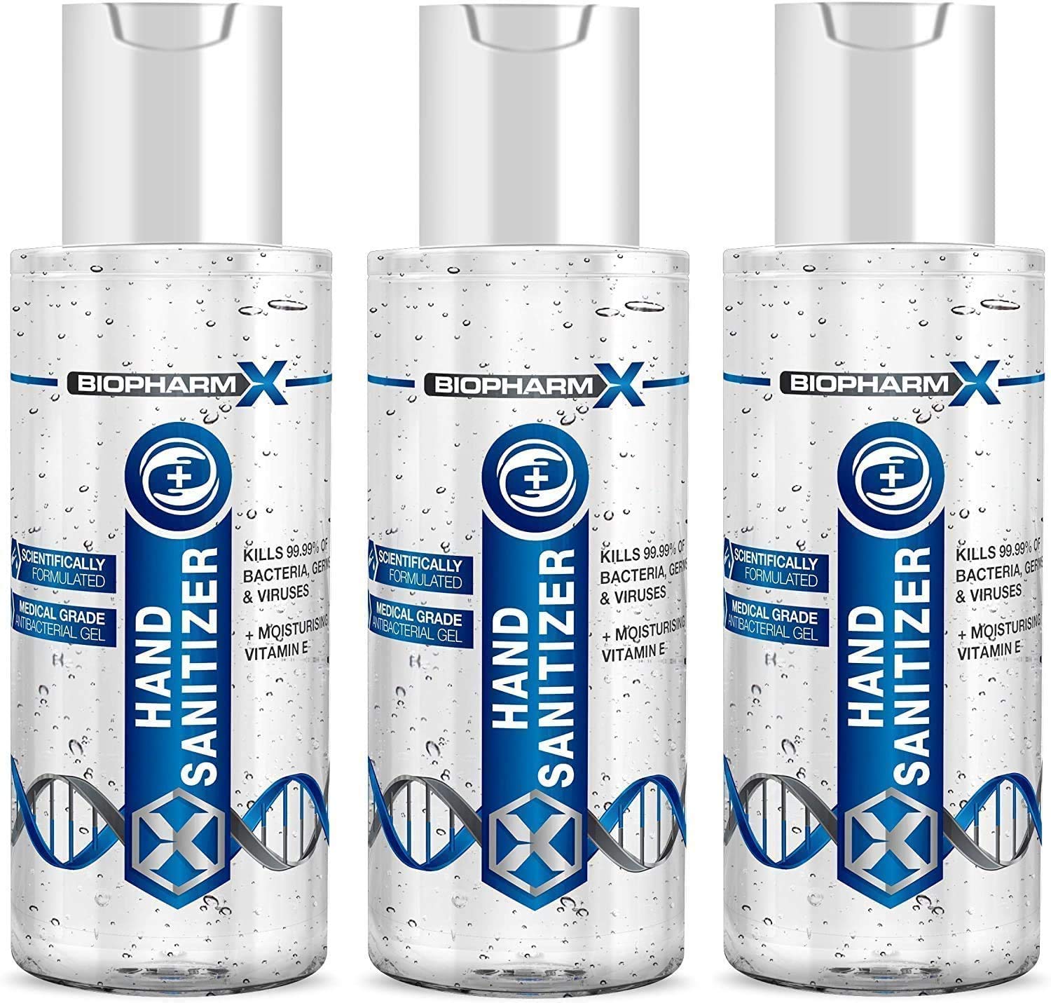 Antibacterial Hand Gel 100ml x3 - Medical Grade Hand Sanitiser with Vitamin E - Quick Dry Travel Pocket Size Hand Rub for Sensitive Skin
