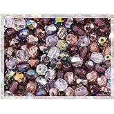 1.8 oz (50 g, cca 600pcs) Mix of Faceted Fire Polished Pressed Czech Glass Beads, Sparkling Shiny Mix