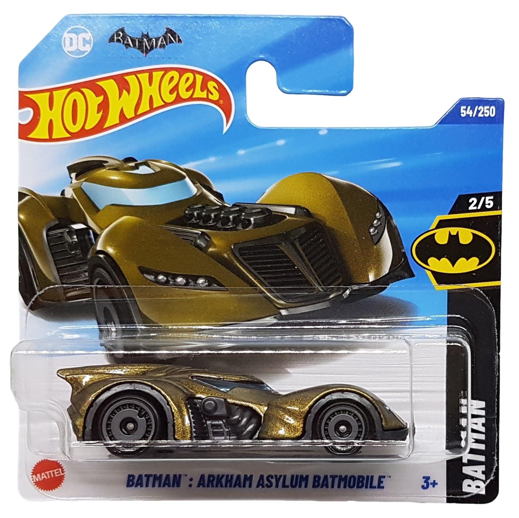 Hot Wheels - Arkham Asylum Batmobile - Batman 2/5 - HYX04 - Short Card - DC - Gold Metallic - Mattel 2025-1:64