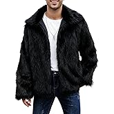 Eisctnd Men's Faux Fur Coat, Warm Fluffy Fuzzy Fleece Jacket with Lapel Collar for Winter Fashion Trench Outerwear