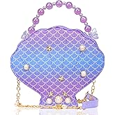 LSSAGOON Shells Little Girl Crossbody Purse for Toddler,Shoulder Handbag,Pearl Princess Clutch Bag,Gifts for Birthday Xmas.