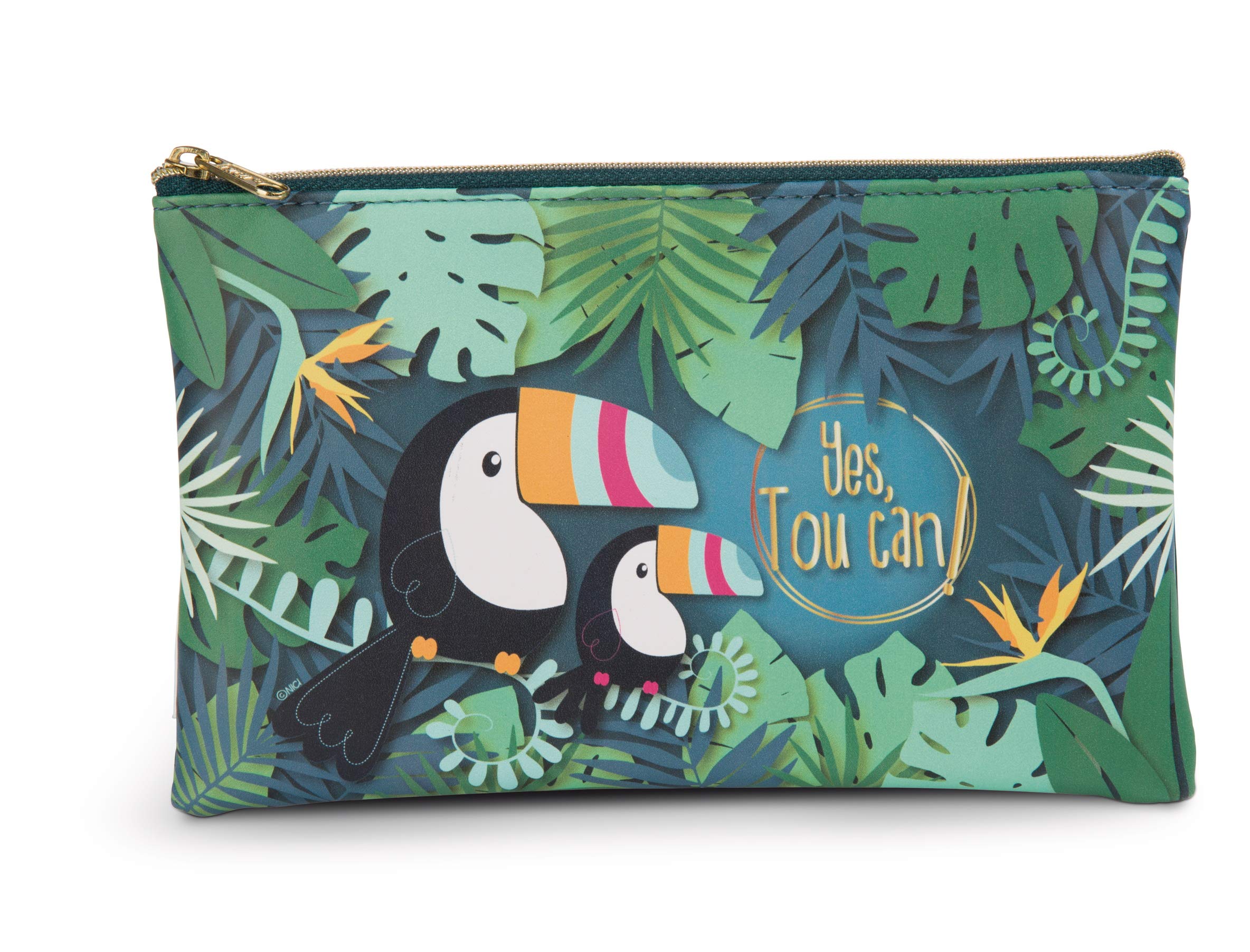 NICI Pouch Toucan flat, 20x12cm faux leather
