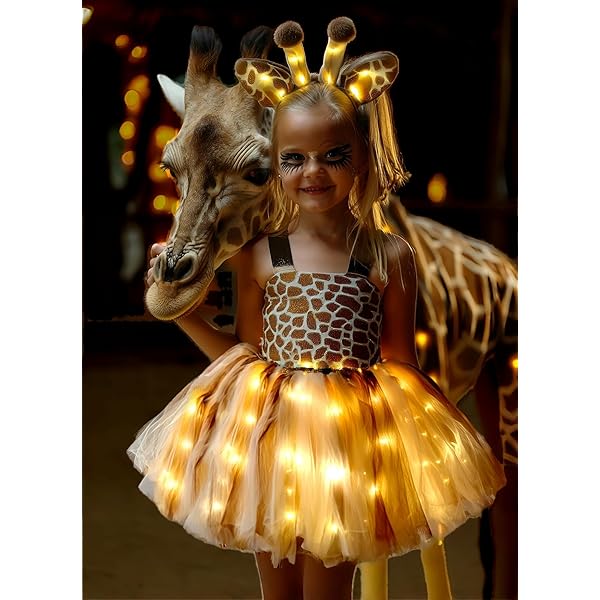 Amazon.com: Girls Jungle Themed Dress Animal Tutu Dress Christmas Birthday Party  Outfit 3pcs with Ears Headband Tail Accessories Baby Girl Giraffe 5-6 Years  : Clothing, Shoes & Jewelry