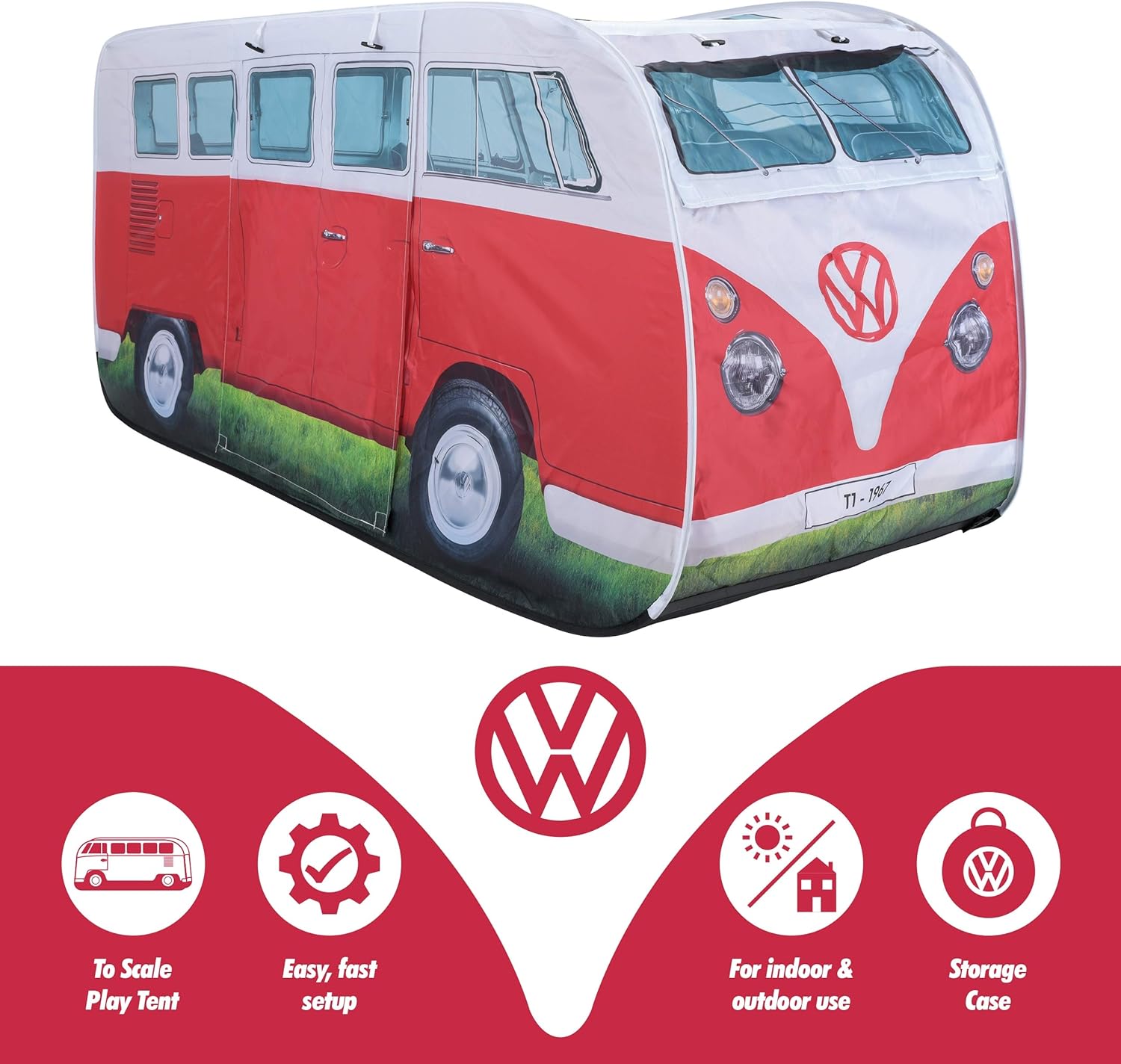 Volkswagen Camper Van Kids Pop Up Tent - Official VW UPF50+ Foldable Play Tent for Girls Boys - Multiple Colours - Image 4