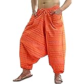 SARJANA HANDICRAFTS Men's Cotton Harem Genie Dance Yoga Alibaba Hippie Pants