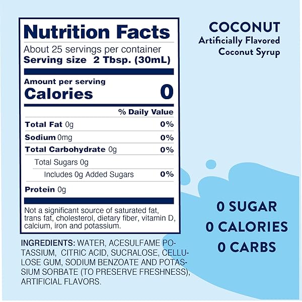 JORDAN’S SKINNY MIXES SUGAR FREE SYRUP, COCONUT FLAVOR, FRUIT FLAVORED WATER ENHANCER, DRINK MIX FOR ICE TEA, LEMONADE & MORE, ZERO CALORIE FLAVORING, KETO FRIENDLY, 25.4 FL OZ, 1 PACK