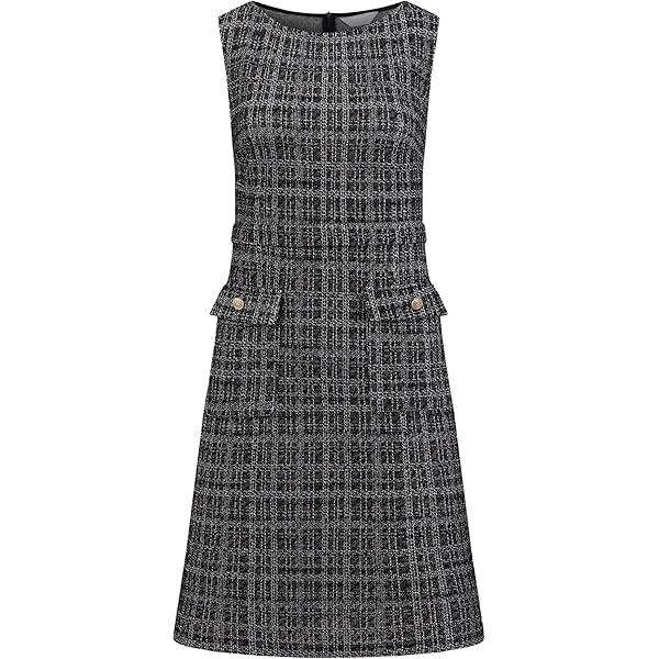 Cider Dress For Women Donna Karan Tweed Square Neck Sleeveless Belted Fit  And Flare Midi Dress | Dillard's Houndstooth Mini Dress