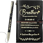 Zhanmai 2 Pcs Brother Christmas Gifts from Sister, Leather Refillable Journal with Ballpoint Pen, Always Remember You Are Braver Than You Think, Birthday Xmas Eve Gifts for Brother