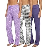 Real Essentials 3 Pack: Women’s Ultra-Soft Comfy Pajama Lounge Pants Sleepwear (Available in Plus Size)