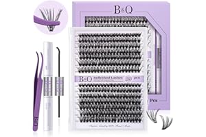 DOLLDOKI B&Qaugen Lash Extension Kit for Beginners 280pcs Eyelash Extension Kit 40D+50D 9-16 Mixed Lash Clusters Kit D Curl Lash Kit with Lash Bond and Seal Individual Lashes Kit DIY (KIT,40D+50D-D-9-16MIX)