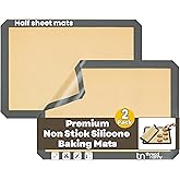 Silicone Baking Mat - 2 Pack Reusable Silicone Baking Sheet Liner for Oven - Half Sheet Nonstick Mat 16.5"x11.6" for Bread, Dough, Macaron, Cookie Cooking Liners for Kitchen Counter Bakery Supplies