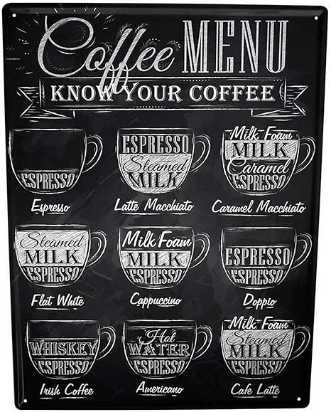 Amazon Co Jp なまけ者雑貨屋 Kitchen Coffee Menu ブリキ看板 壁