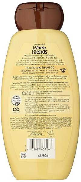 GARNIER WHOLE BLENDS NOURISHING SHAMPOO WITH AVOCADO OIL & SHEA BUTTER EXTRACTS, 12.5 FLUID OUNCE