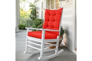 mudilun Rocking Chair Cushion Non-Slip Tufted Indoor/Outdoor Rocking Chair Cushions 80% Water Proof with Straps for Living Room Baby Room Garden High Back Rocking Chair Pads (Red)