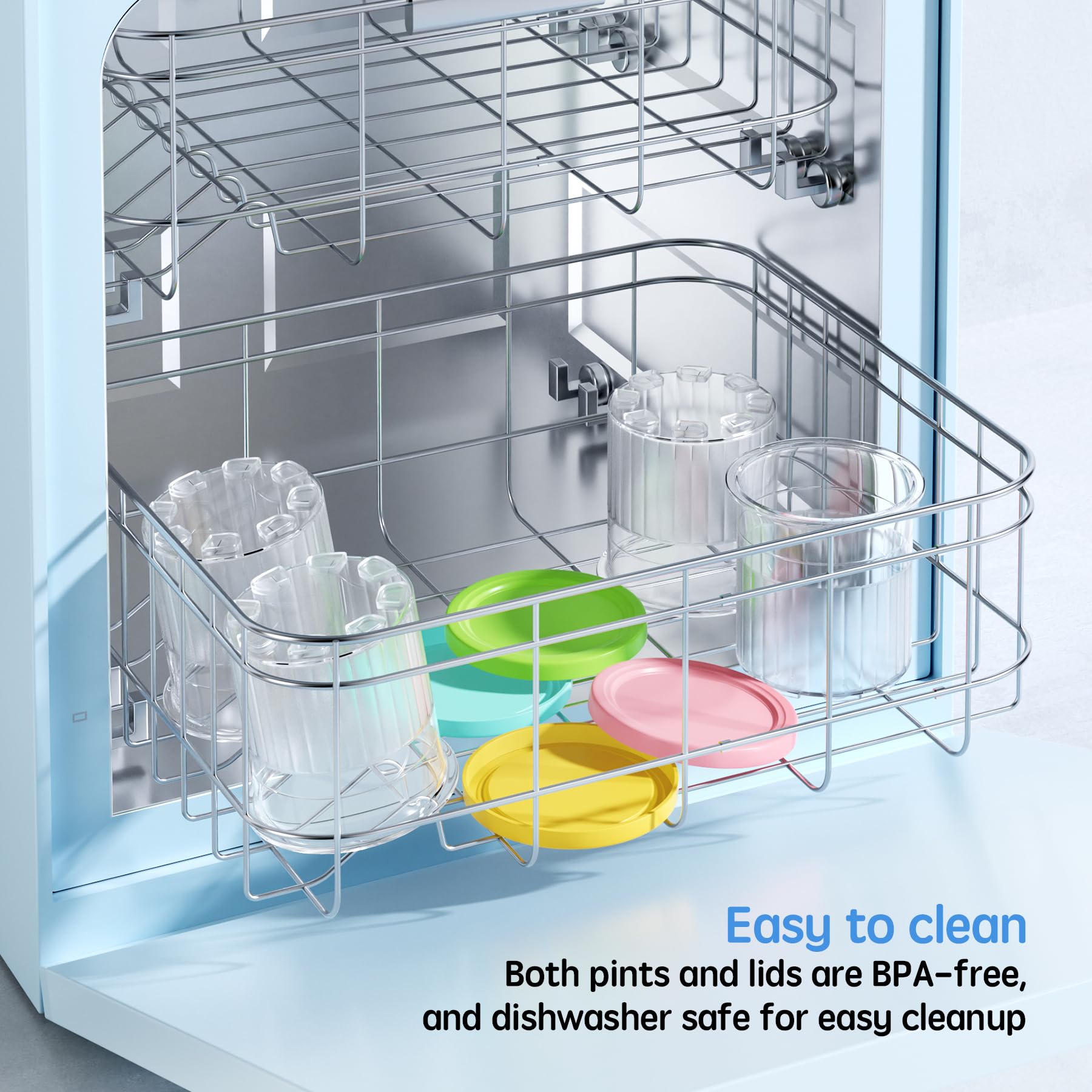 4 Pack Creami Deluxe Pints & Lids for Ninja, 24 Oz Compatible with NC500 NC501 Series Ice Cream Makers, with 5 Spoons & 64 Writable Labels, BPA-Free & Dishwasher Safe, 4 Color Lids