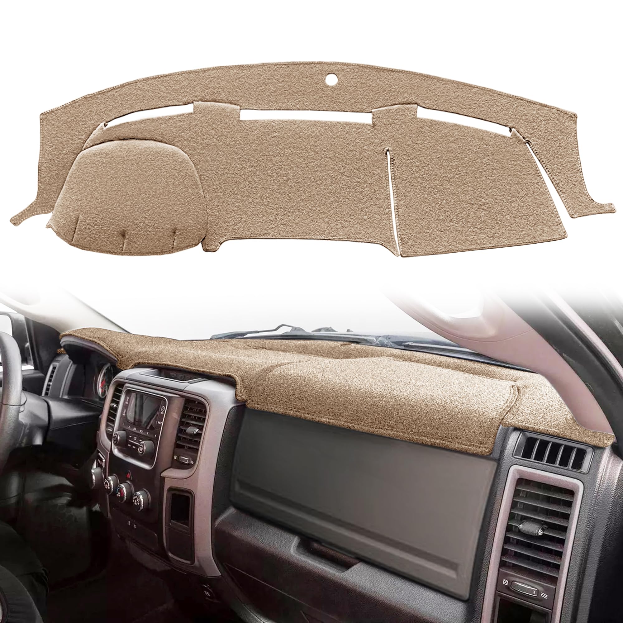 Photo 1 of Yiz Dash Cover Mat Custom Fit for Dodge Ram 1500 2009-2018, Ram 1500 Classic 2019-2024,Ram 2500 3500 2010-2018, Ram 4500 5500 2011-2018 Dashboard Cover Pad Carpet Protector(11-18 Beige) J17