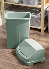 JMS We Create Smile 50 Litre Swing Top Plastic Bin Silver Sage view 4