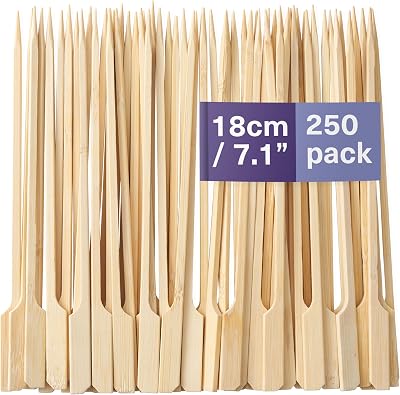 MATANA 250 Wooden Paddle Skewers 18cm Flat Bamboo Sticks 100% Natural