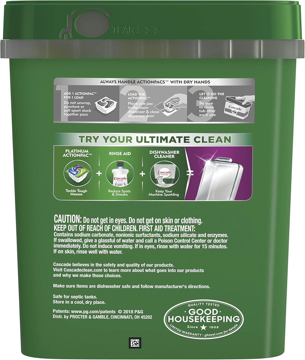 Cascade Complete Dishwasher Pods, Actionpacs Dishwasher Detergent, Lemon Scent, 78 Count: Health & Personal Care