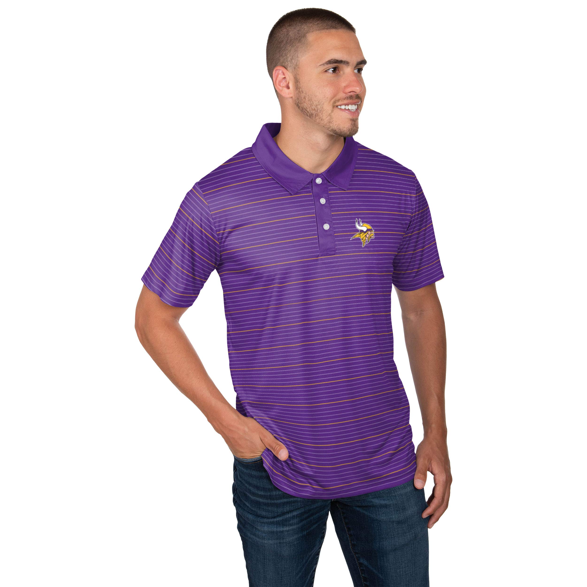 FOCO Minnesota Vikings NFL Mens Striped Polyester Polo - S Image