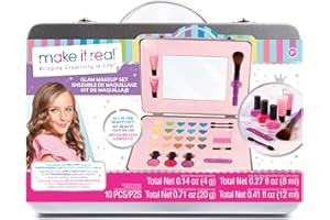Make It Real: Glam Makeup Set - 10 Piece Travel Hard Case, Tweens & Girls, All-in-One Cosmetic & Beauty Kit, Includes Instrumental Dream Guide for Inspiration, Nails-Lips-Face, Kids Ages 8+