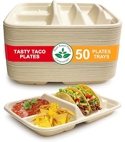 VOKOY 12 Pack Disposable Taco Holders - Pulp Fiber Plates