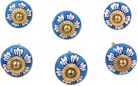 Amazon Com Novica Blue White Ceramic Metal Floral Decorative