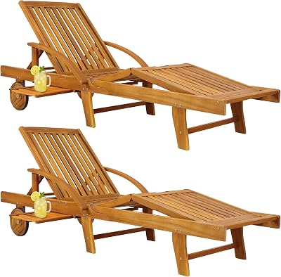 CASARIA Tami Sun Sun Lounger Acacia Wood Foldable Extendable Table